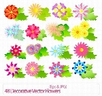 تصاویر وکتور انواع گل تزئینی رنگارنگ48 Decorative Vector Flowers
