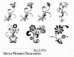 تصاویر وکتور گل تزئینی سیاه و سفیدVector Flowers Ornaments Vectors