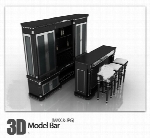 فایل آماده سه بعدی، کمد، میز، صندلی3D Model Bar