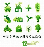 آیکون های محیط زیست، سبز رنگEco Icons