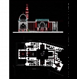 پلان مسجد + برش نما برای اتوکدPlans for cultural and religious sites