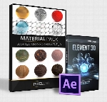 پکیج کاملی از متریال برای Element 3DThe Pixel Lab Material Pack For Element 3D