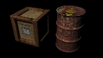 Rusted Drum And Wooden Crate